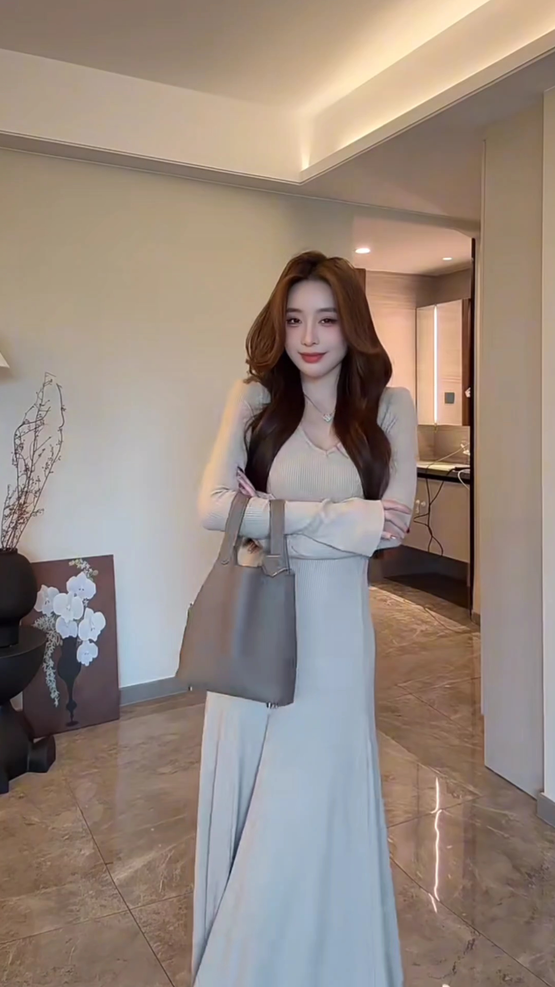 Women's Long Sleeve Knitted Base Dress 2025 Autumn Slimming Inner Layer Knit Dress - Image 4