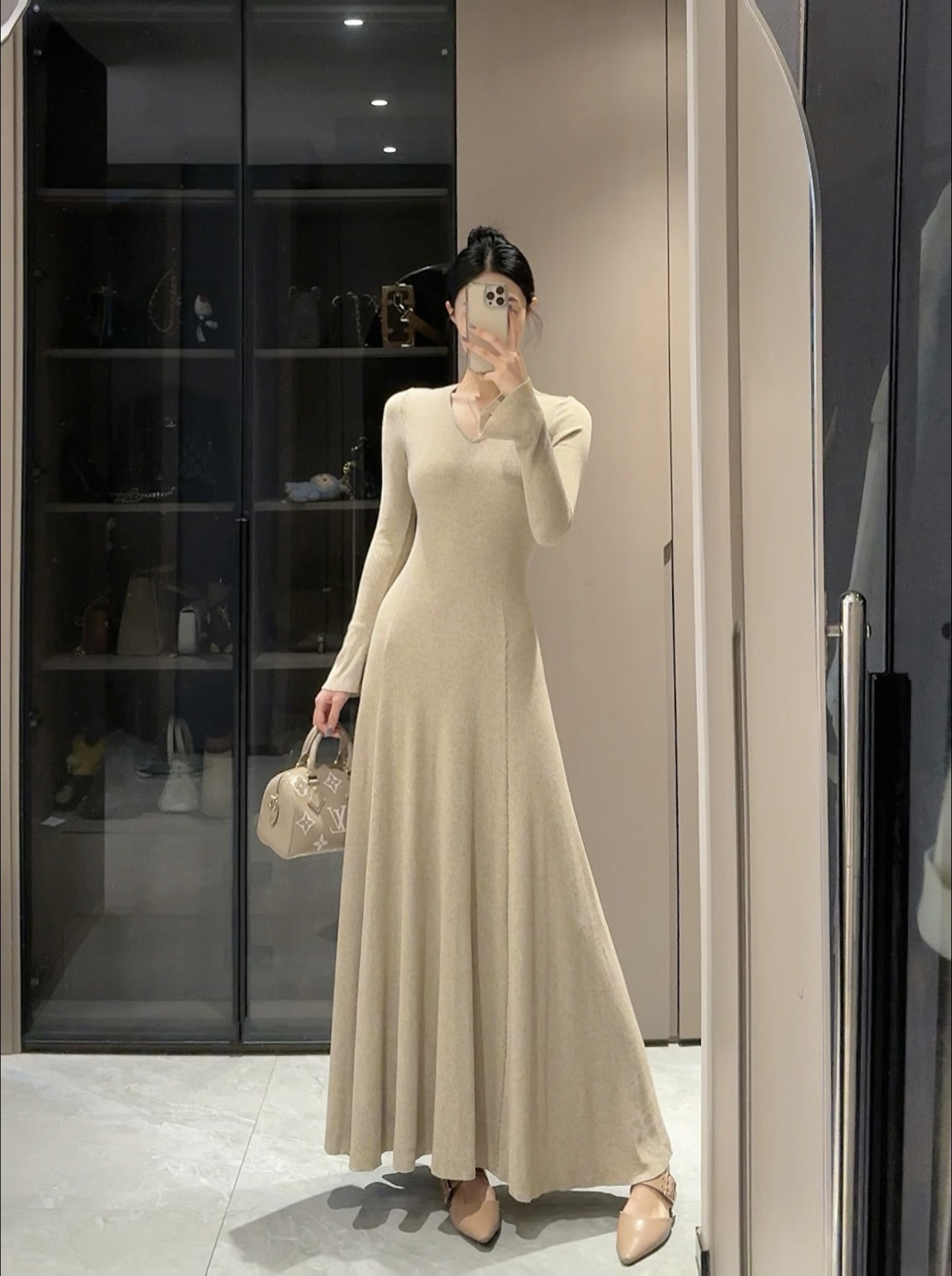 Early Autumn Women's Long Sleeve Knitted Long Dress 2025 New Fall Style
