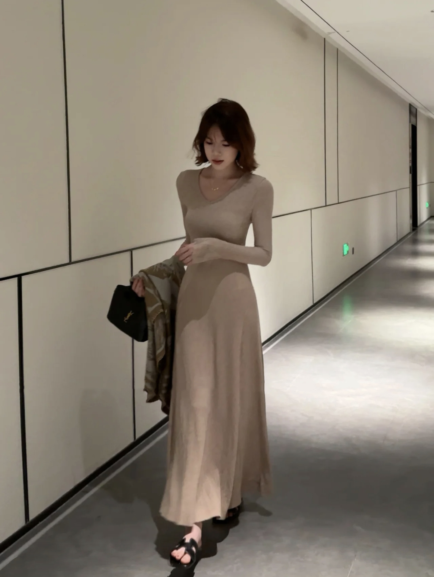 Autumn Winter Elegant Versatile Knitted Long Dress Base Layer Dress - Image 2