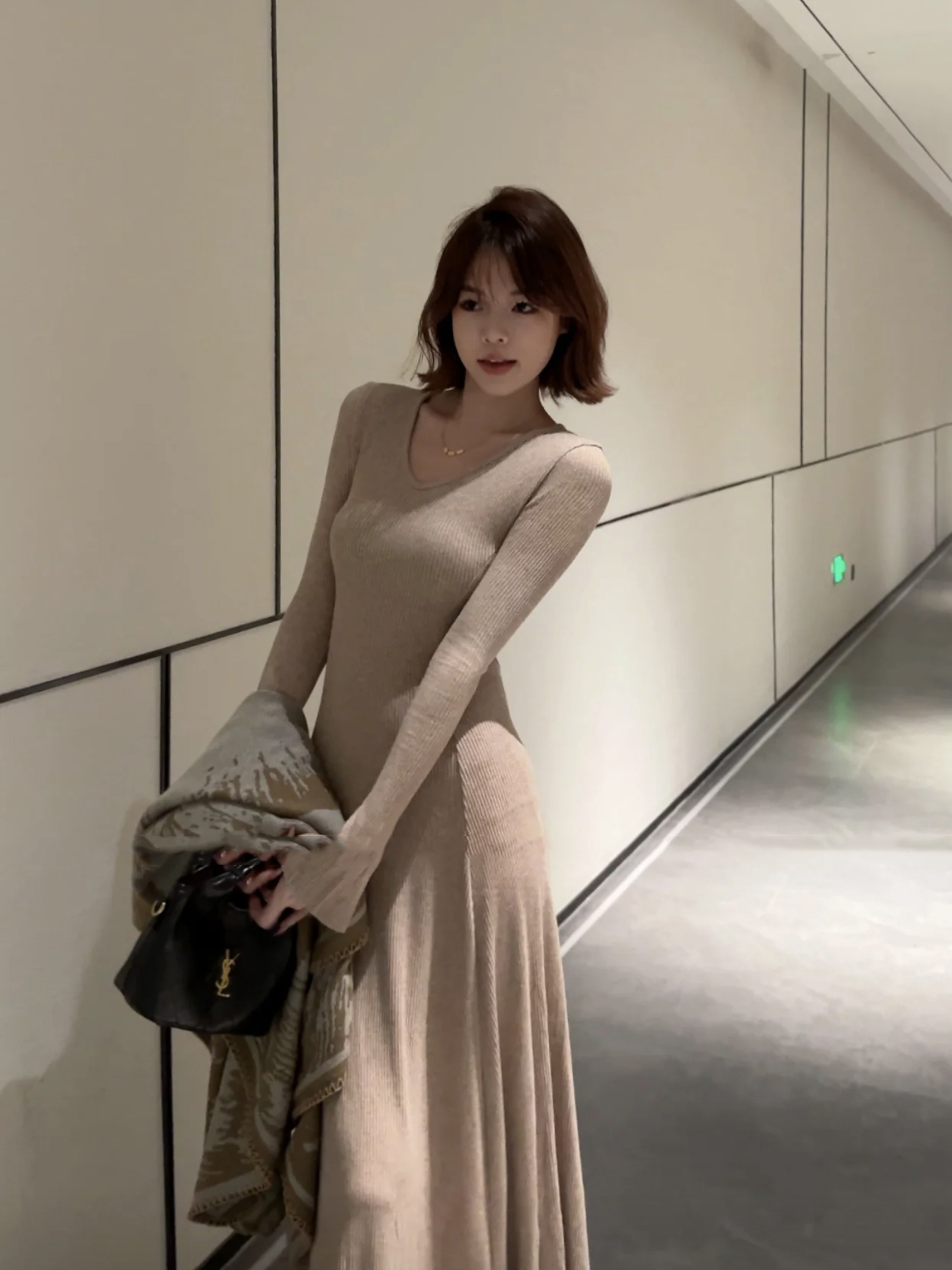 Autumn Winter Elegant Versatile Knitted Long Dress Base Layer Dress - Image 3