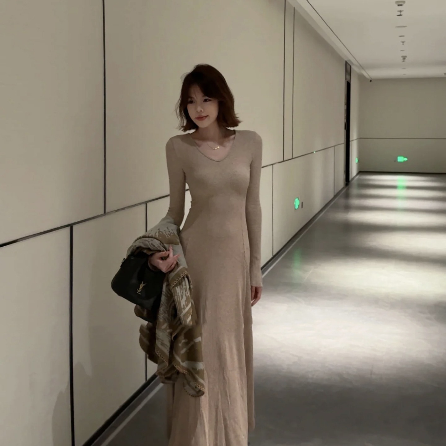 Autumn Winter Elegant Versatile Knitted Long Dress Base Layer Dress - Image 5
