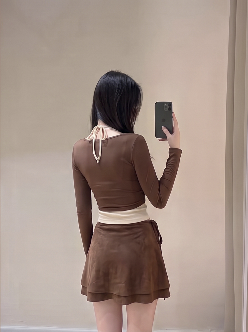 2026 Autumn French Sweet Side Tie A-Line Mermaid Short Skirt for Women High Waist Slimming - Image 2