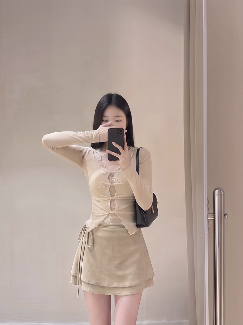 2026 Autumn French Sweet Side Tie A-Line Mermaid Short Skirt for Women High Waist Slimming - Image 3