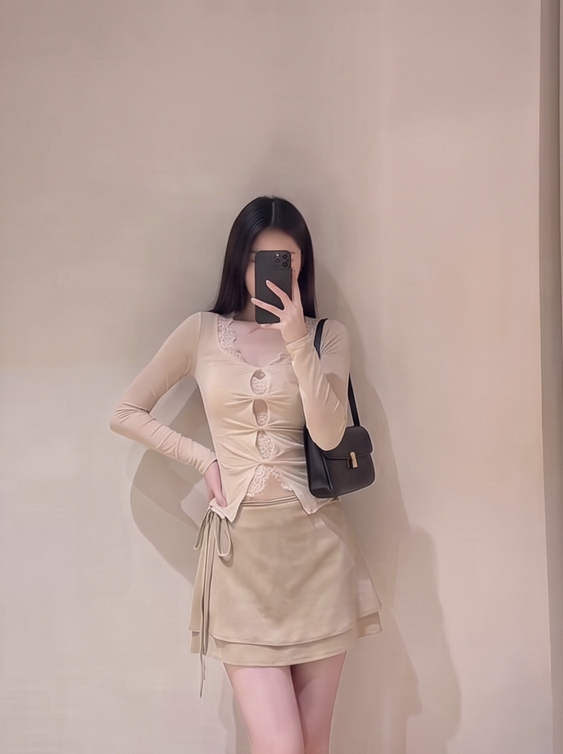 2026 Autumn French Sweet Side Tie A-Line Mermaid Short Skirt for Women High Waist Slimming - Image 4