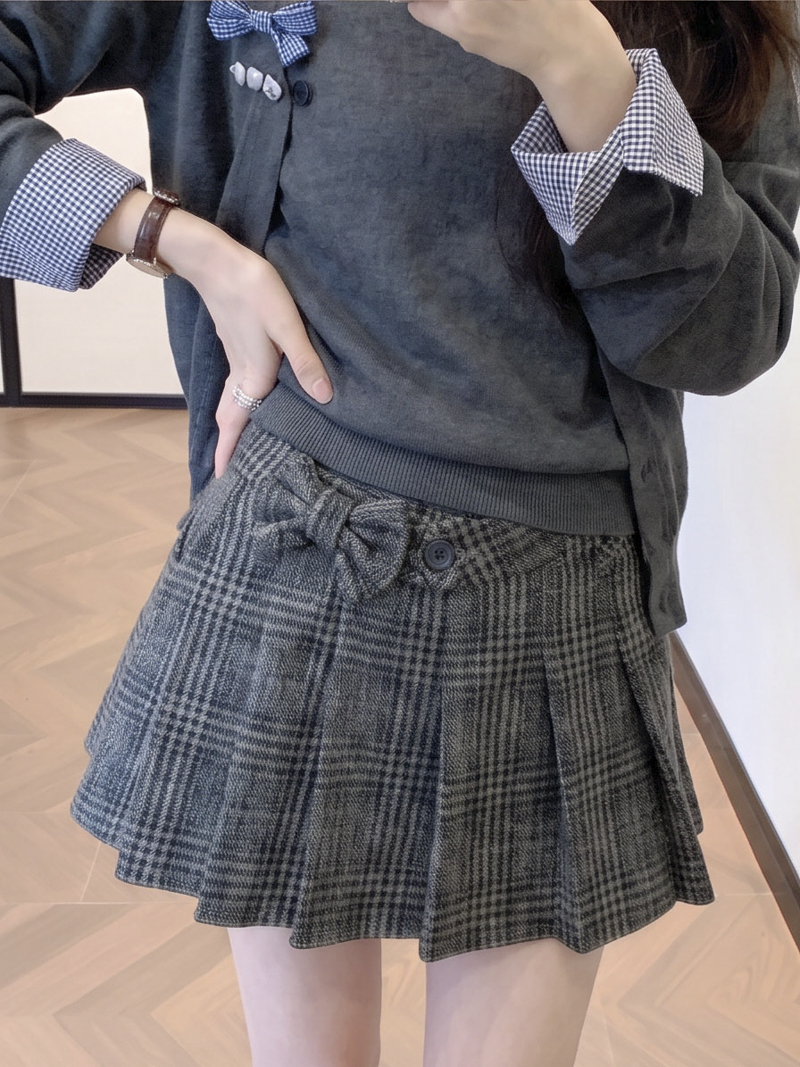 Pleated Plaid Mini Skirt for Women High Waist A-Line Short Skirt