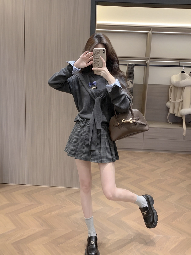 Pleated Plaid Mini Skirt for Women High Waist A-Line Short Skirt - Image 2